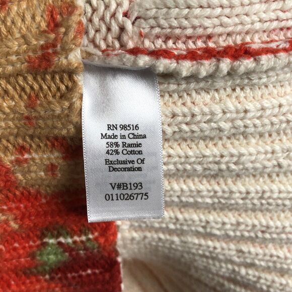 COLDWATER CREEK Embroidered Full Zip Sweater Sz M Orange Printed Floral Cotton - Picture 5 of 13